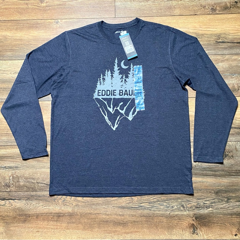 Eddie Bauer NEW Long Sleeve Shirt Large Heather Blue